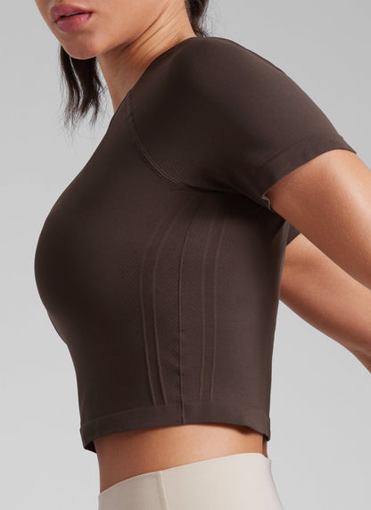 Seamless Crew Neck Cropped Short Sleeve