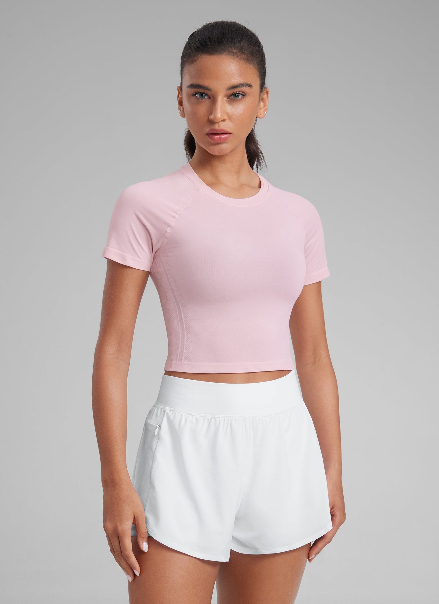 Seamless Crew Neck Cropped Short Sleeve