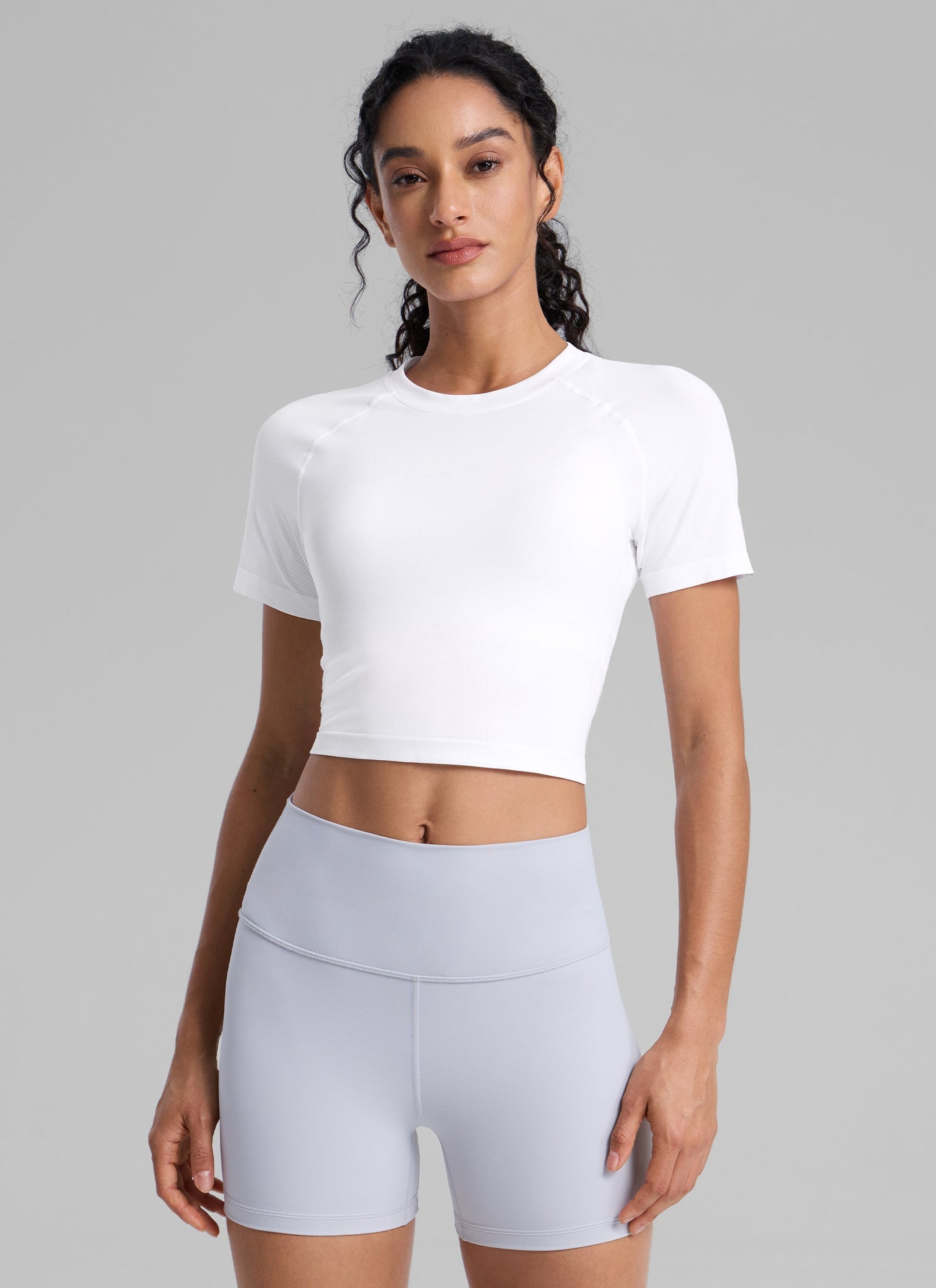 Seamless Crew Neck Cropped Short Sleeve