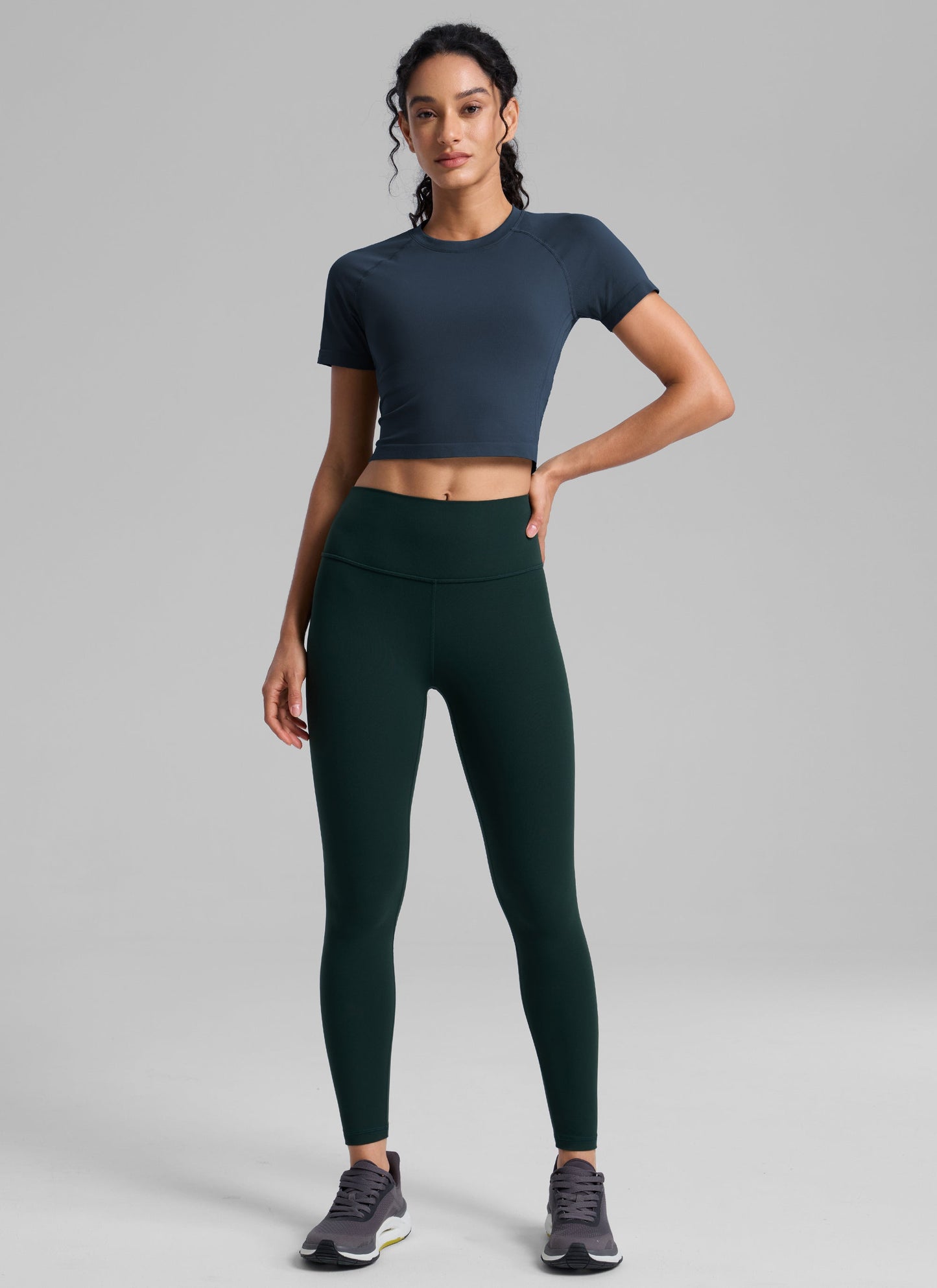 Seamless Crew Neck Cropped Short Sleeve