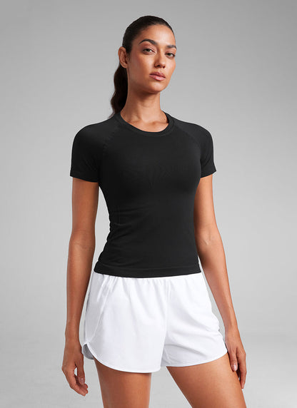 Seamless Waist Length Crewneck Short Sleeve