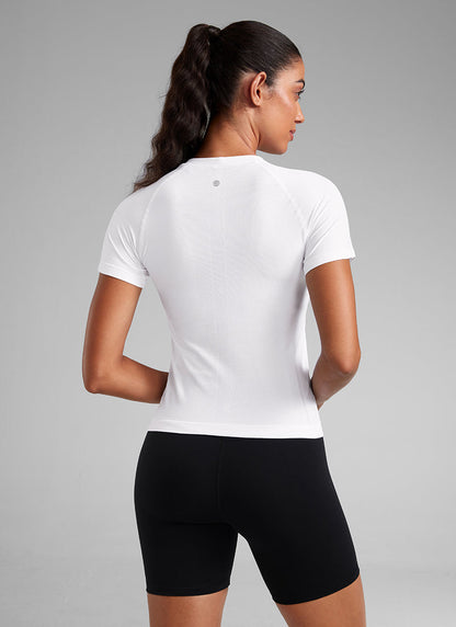 Seamless Waist Length Crewneck Short Sleeve