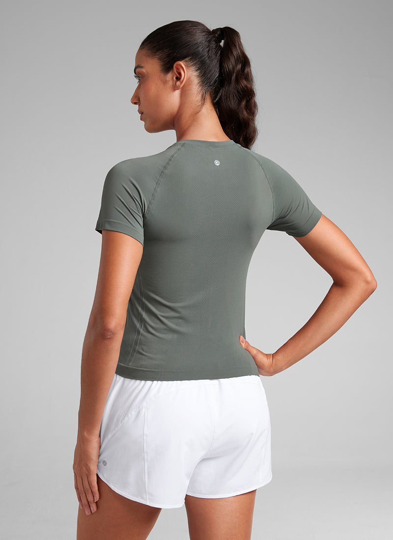 Seamless Waist Length Crewneck Short Sleeve