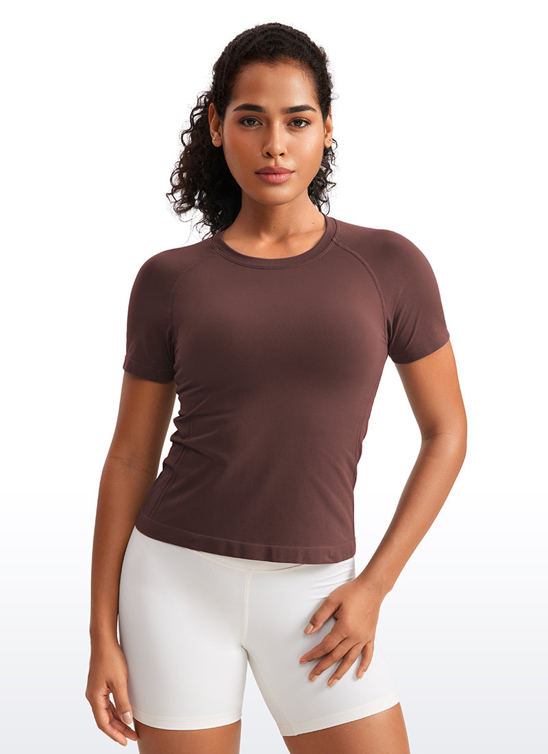 Seamless Waist Length Crewneck Short Sleeve