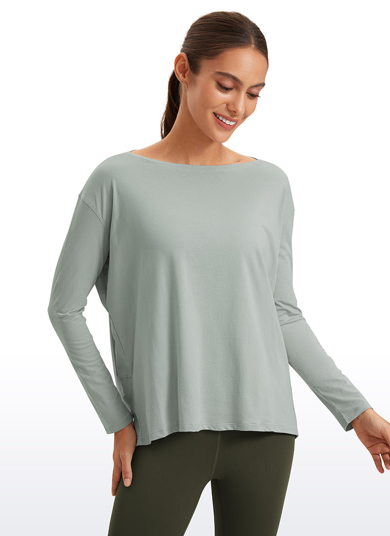 Pima Cotton Boat Neck Long Sleeve