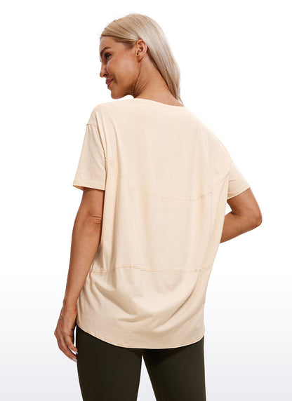 Pima Cotton Boat Neck Short Sleeve