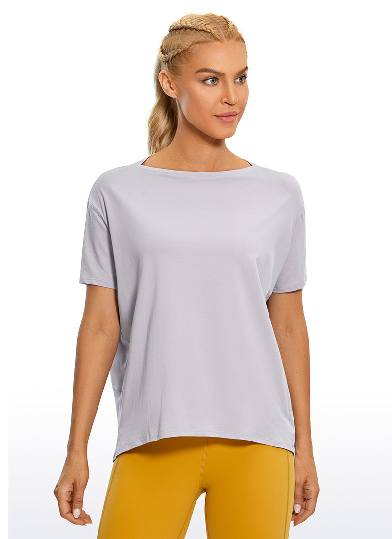 Pima Cotton Boat Neck Short Sleeve