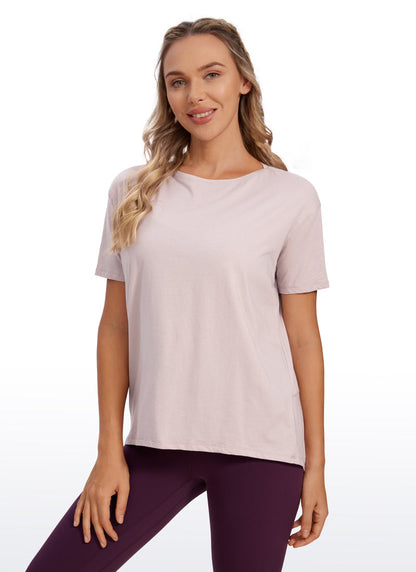 Pima Cotton Boat Neck Short Sleeve