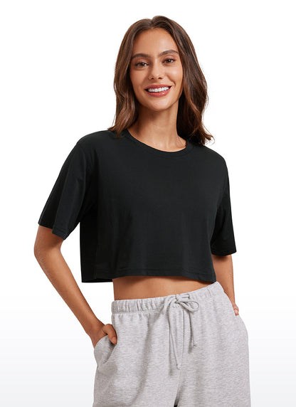 Pima Cotton Cropped Short Sleeve