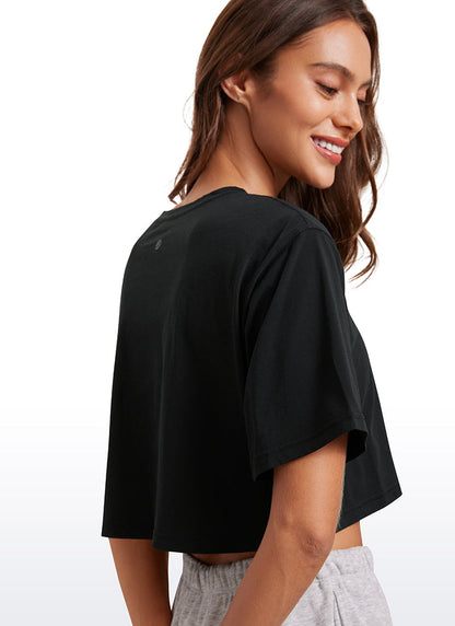 Pima Cotton Cropped Short Sleeve