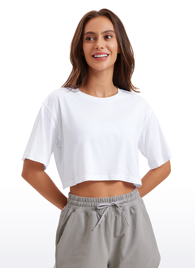Pima Cotton Cropped Short Sleeve