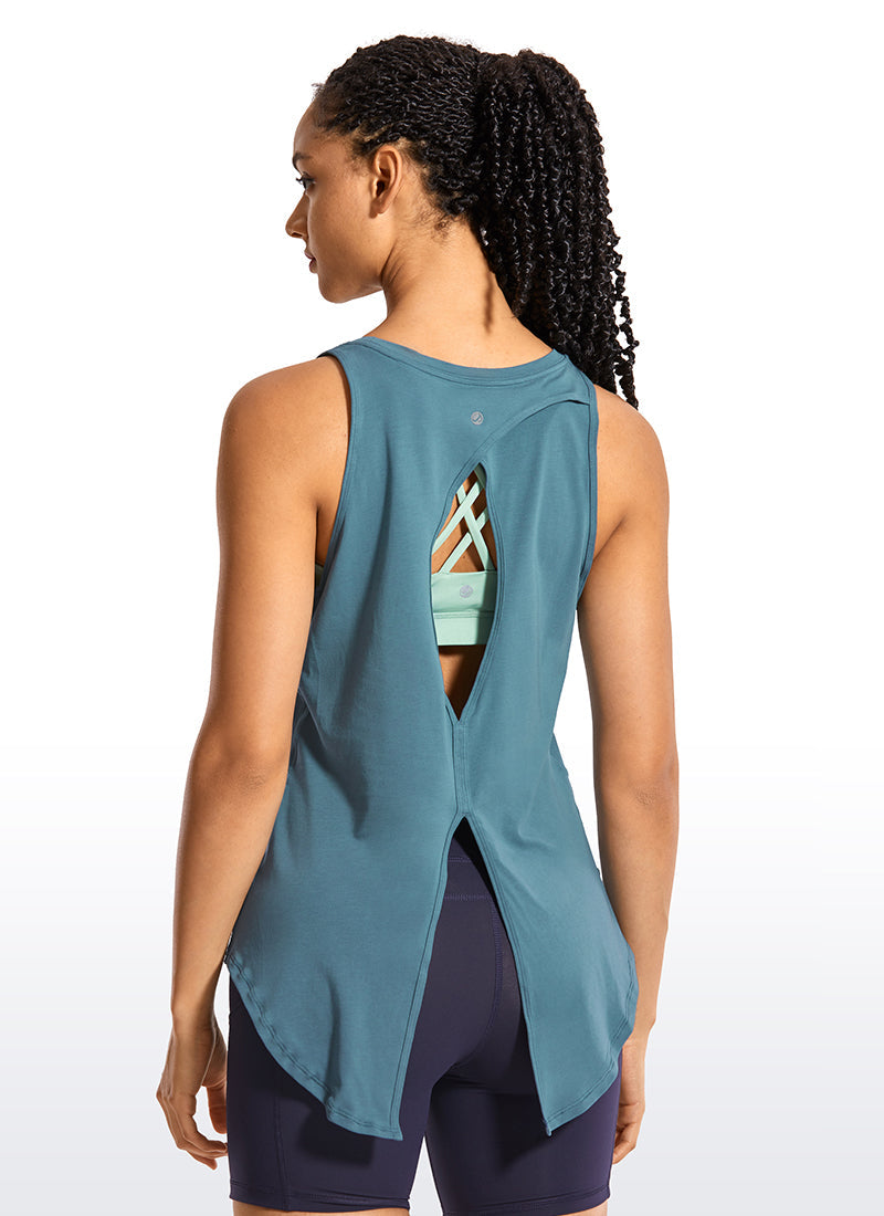 Pima Cotton Split Open Back Tank