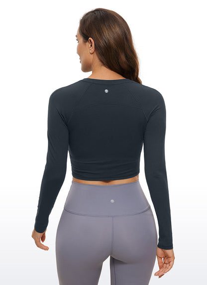 Brushed High Neck Cropped Long Sleeve