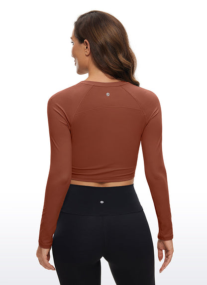 Brushed High Neck Cropped Long Sleeve