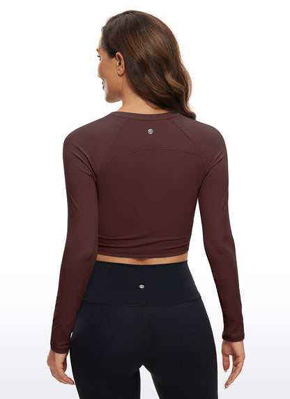Brushed High Neck Cropped Long Sleeve