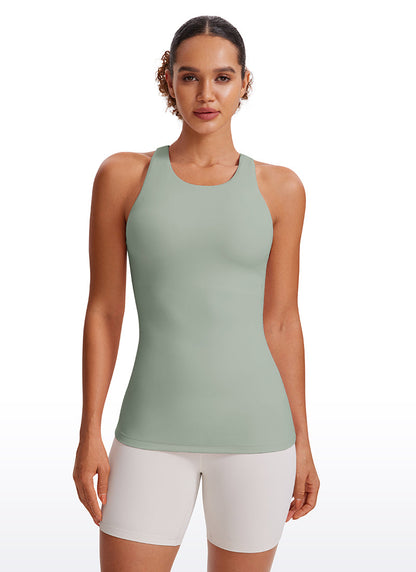 Butterluxe Hip Length Built-in Bra Tanks High Neck