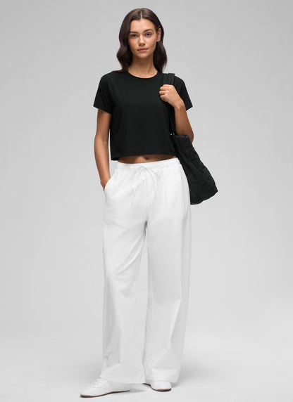 Pima Cotton Crew Neck Cropped Short Sleeve