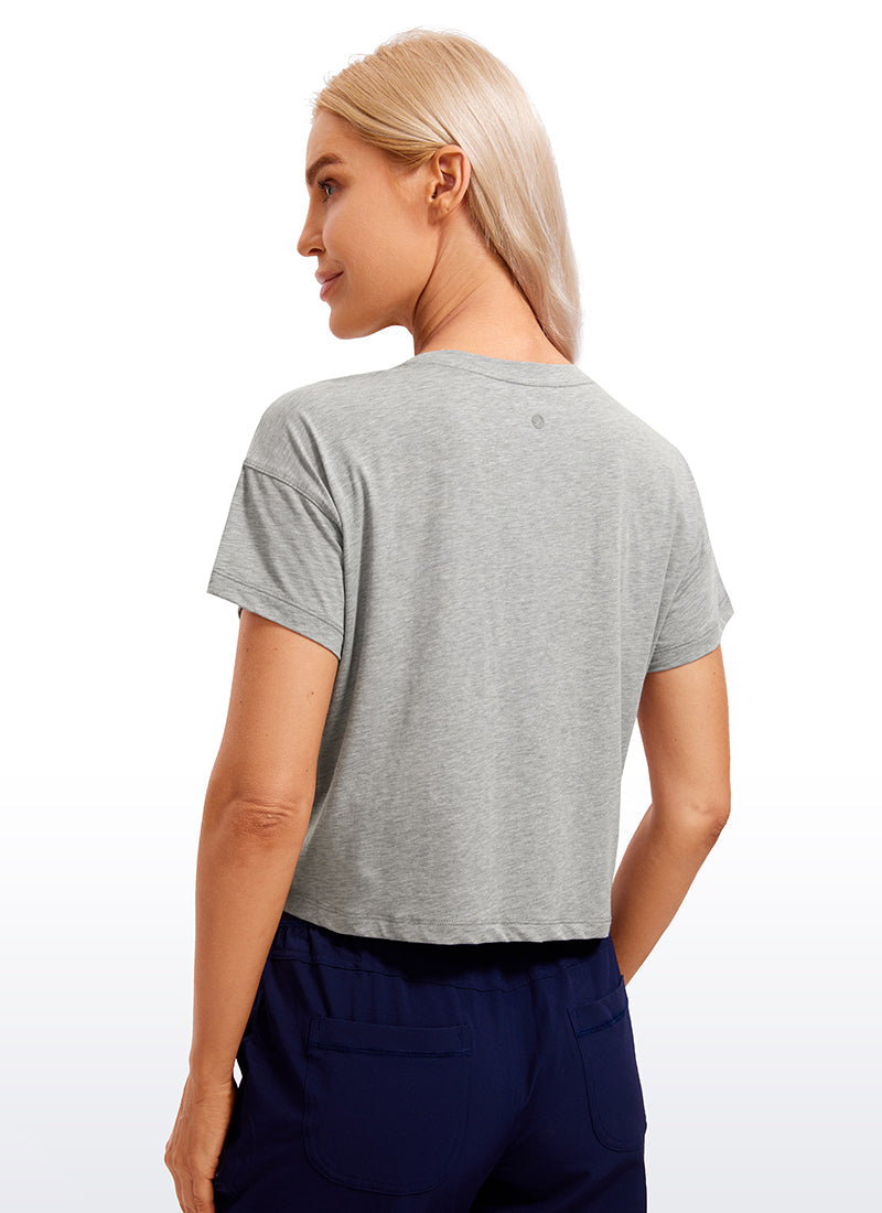 Pima Cotton Crew Neck Cropped Short Sleeve