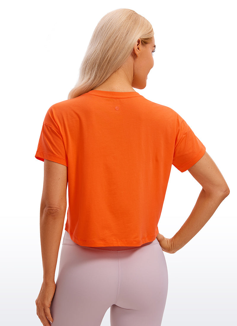 Pima Cotton Crew Neck Cropped Short Sleeve