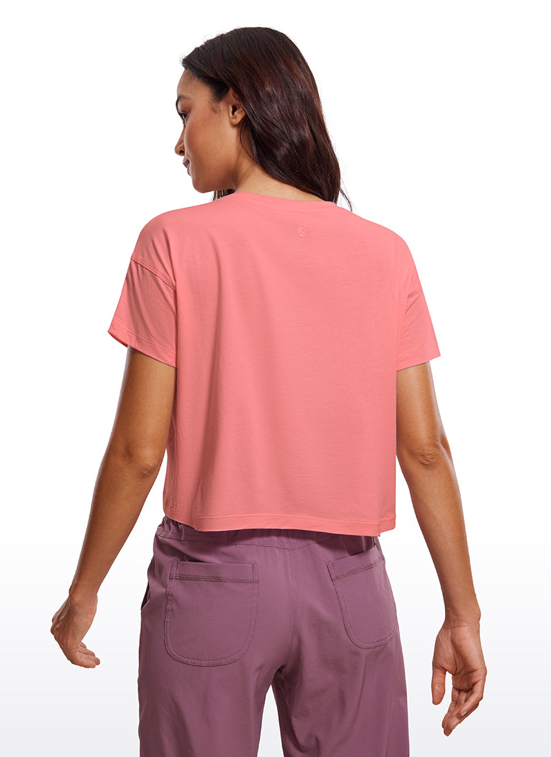 Pima Cotton Crew Neck Cropped Short Sleeve