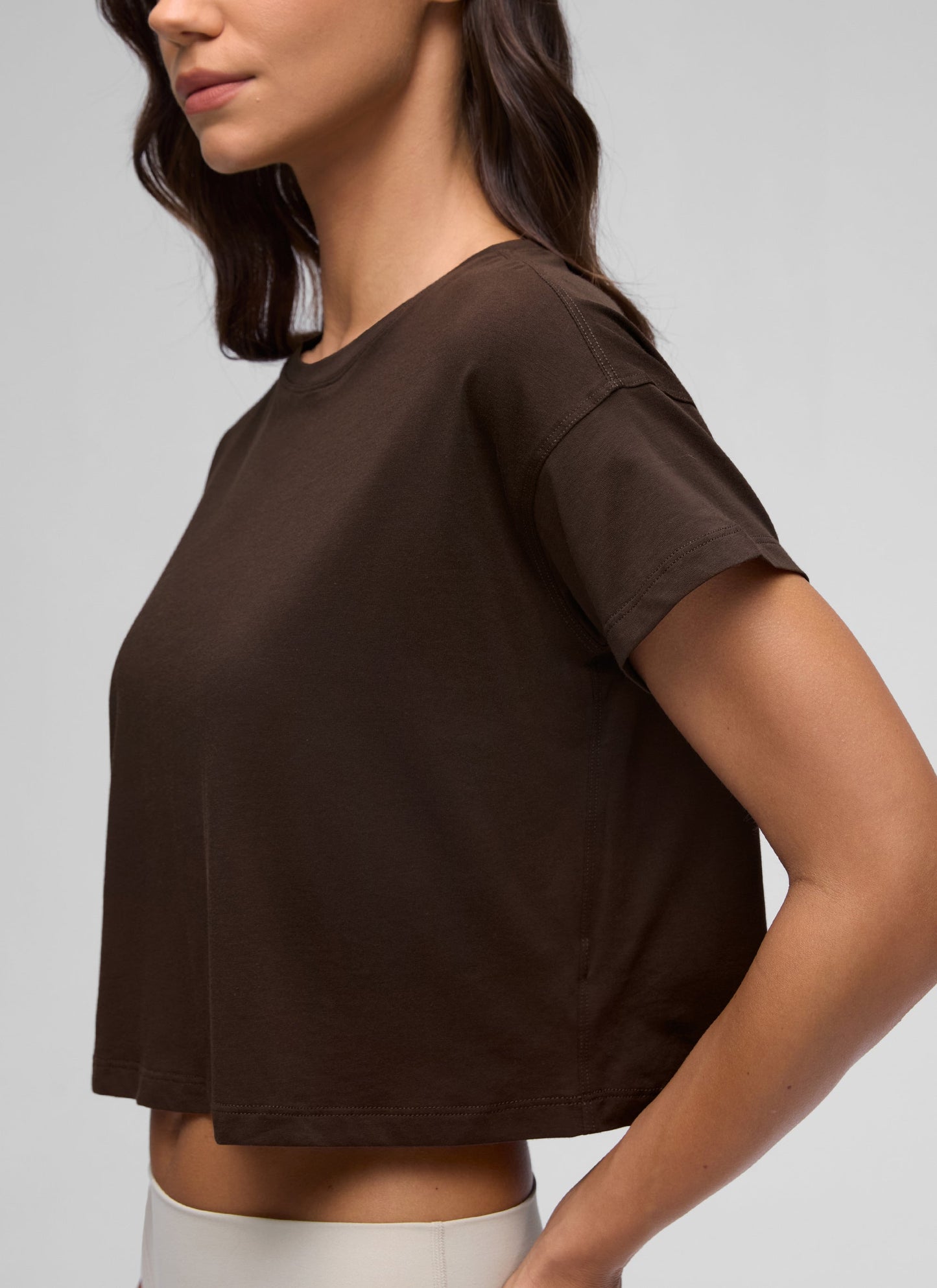 Pima Cotton Crew Neck Cropped Short Sleeve