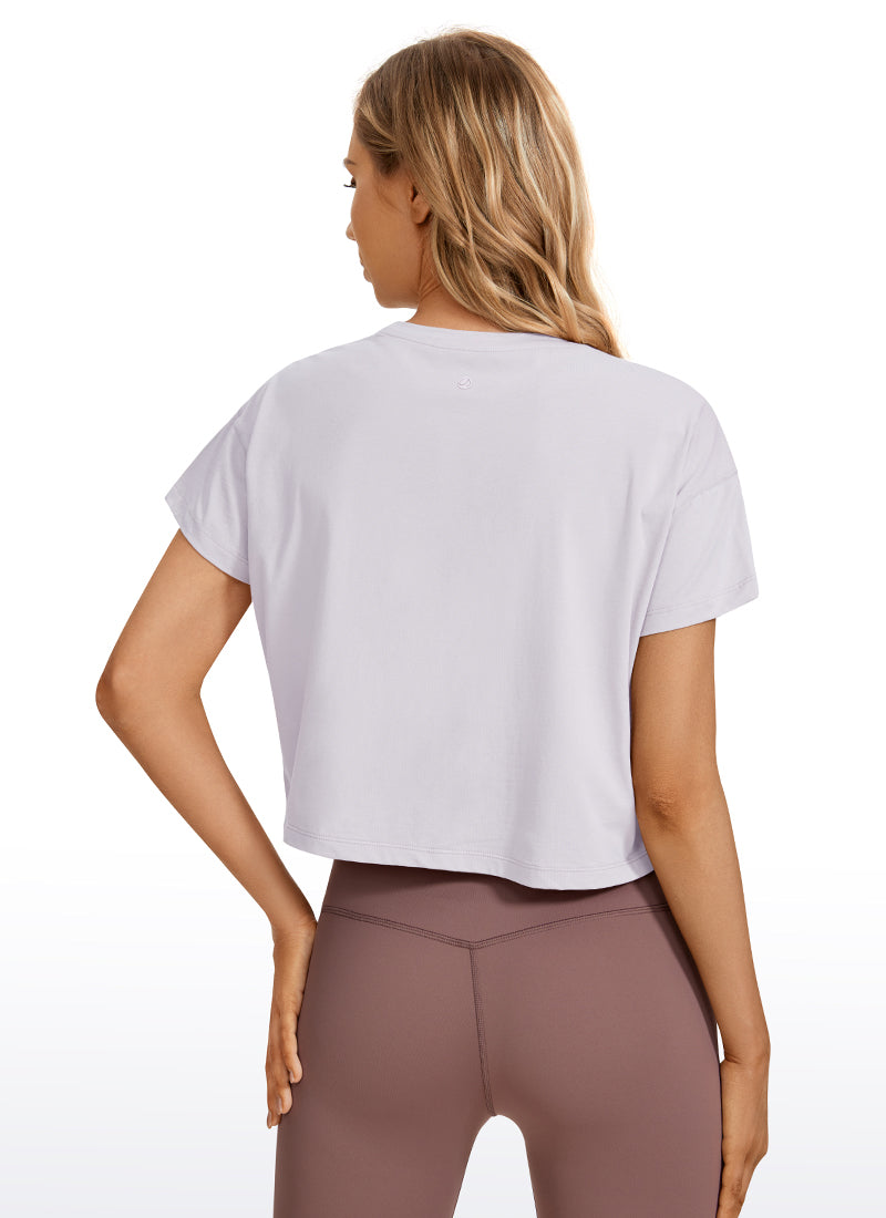 Pima Cotton Crew Neck Cropped Short Sleeve