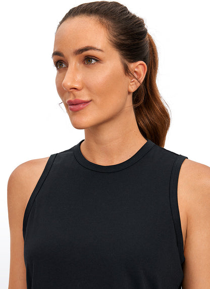 Pima Cotton High Neck Cropped Tank