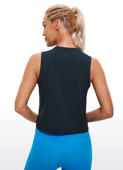 Pima Cotton High Neck Cropped Tank