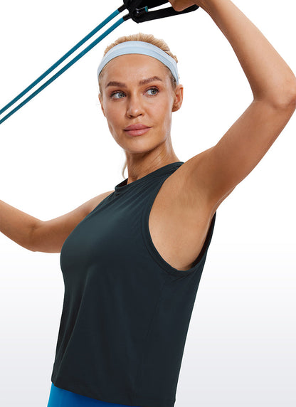 Pima Cotton High Neck Cropped Tank