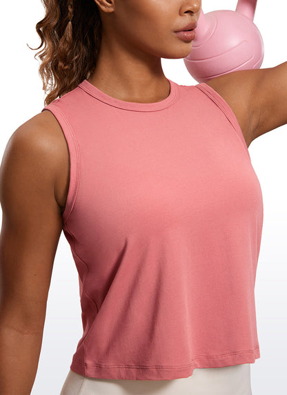 Pima Cotton High Neck Cropped Tank