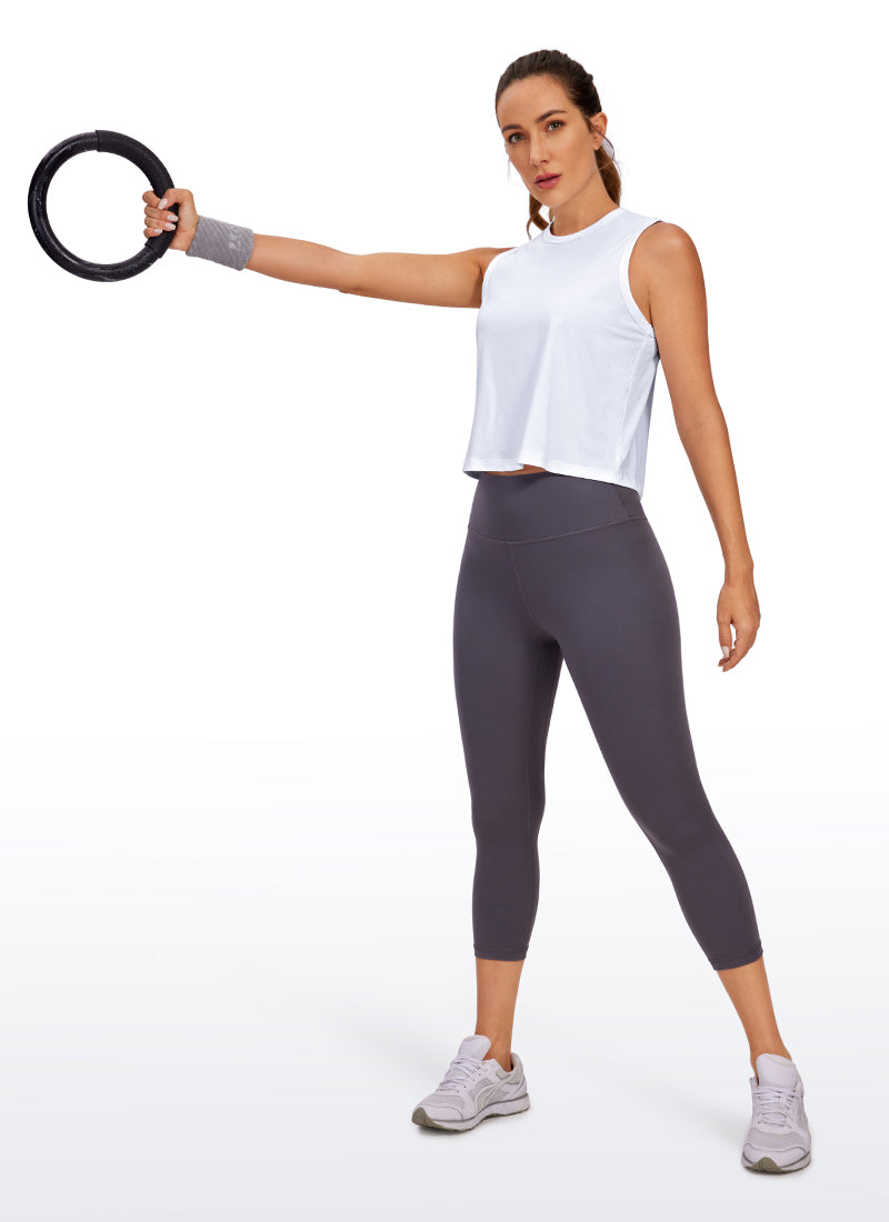 Pima Cotton High Neck Cropped Tank