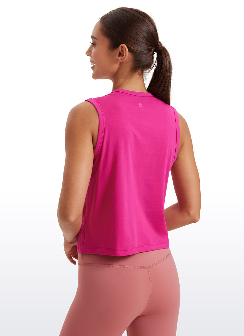 Pima Cotton High Neck Cropped Tank