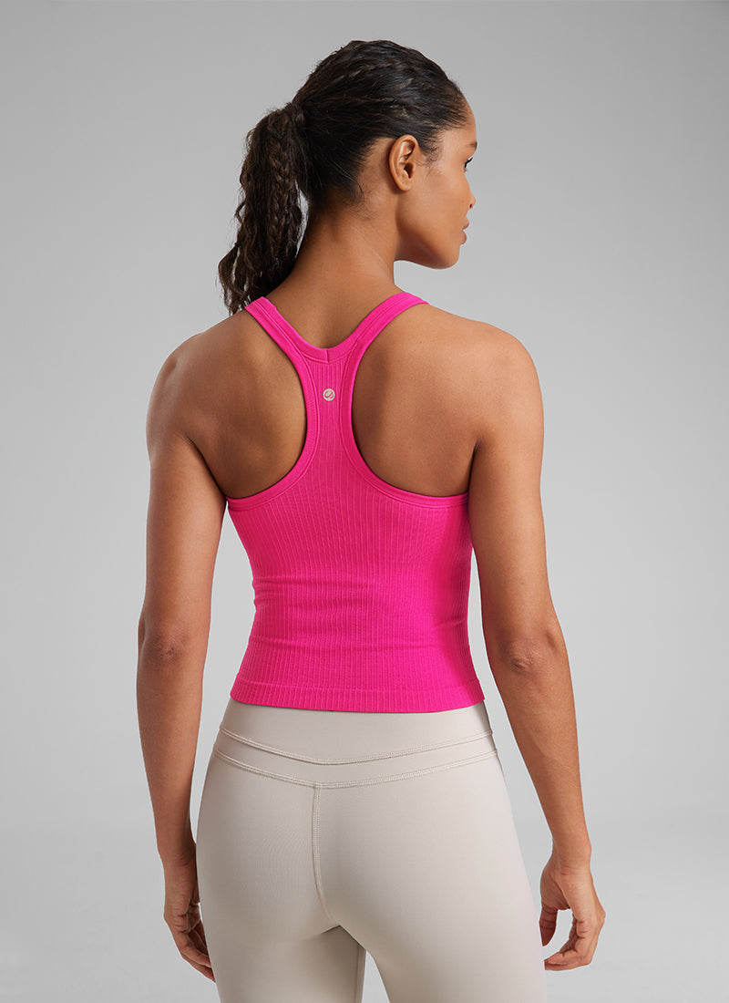 Seamless Racerback Built in Bra Ribbed Tank