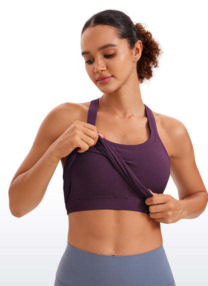 Seamless Racerback Built in Bra Ribbed Tank