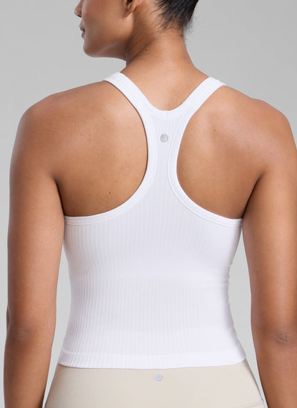 Seamless Racerback Built in Bra Ribbed Tank