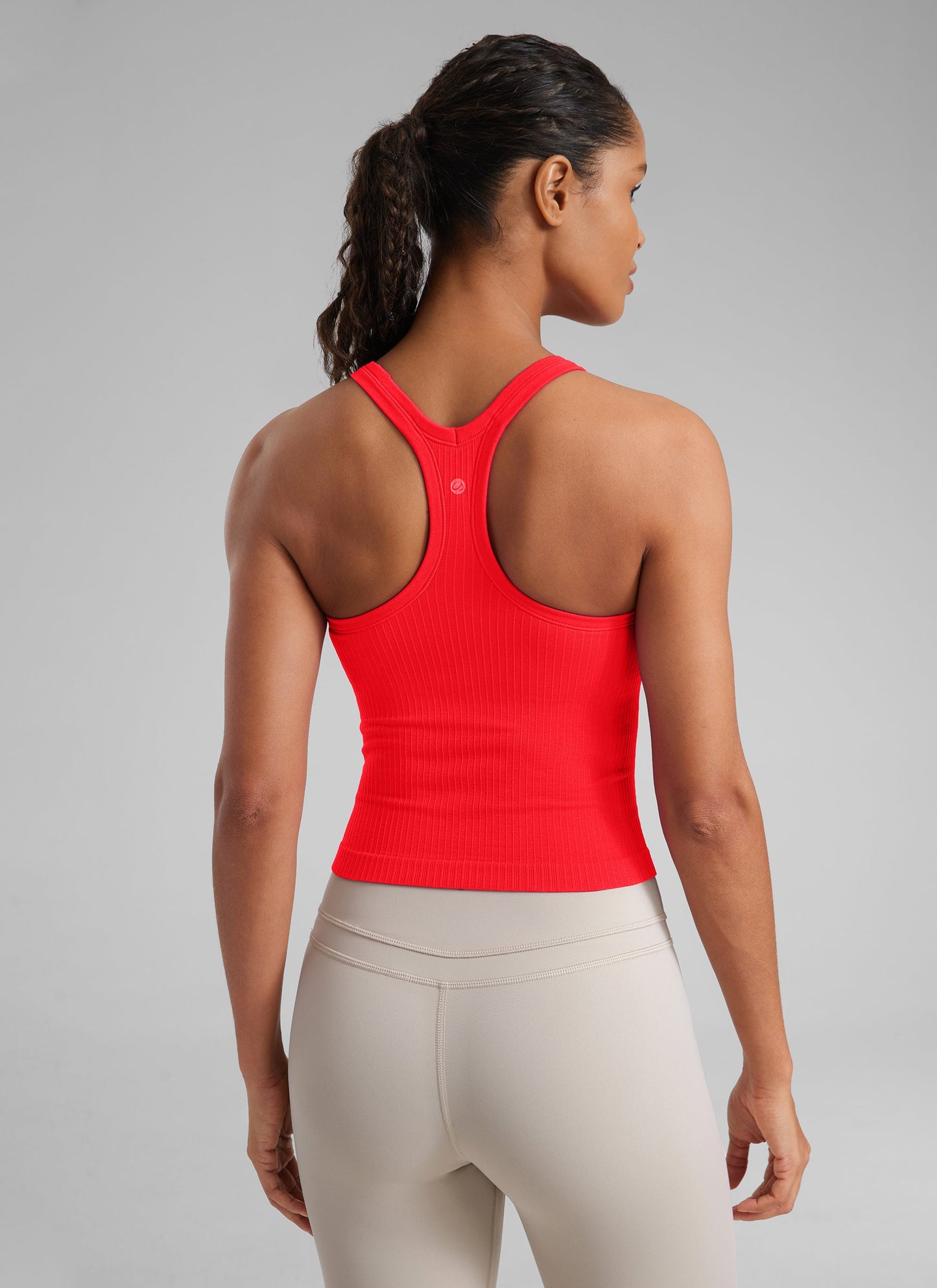 Seamless Racerback Built in Bra Ribbed Tank