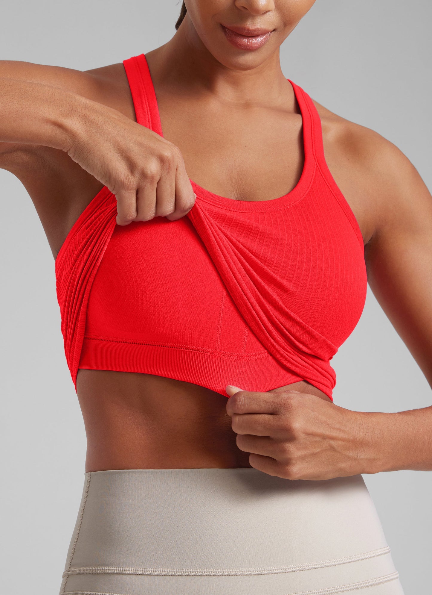 Seamless Racerback Built in Bra Ribbed Tank