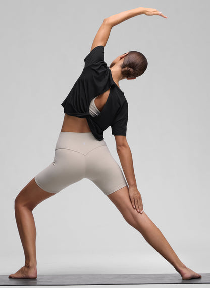 Open Back Cropped Short Sleeve