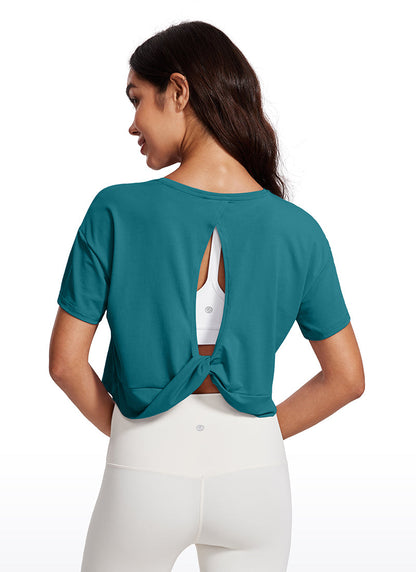 Open Back Cropped Short Sleeve