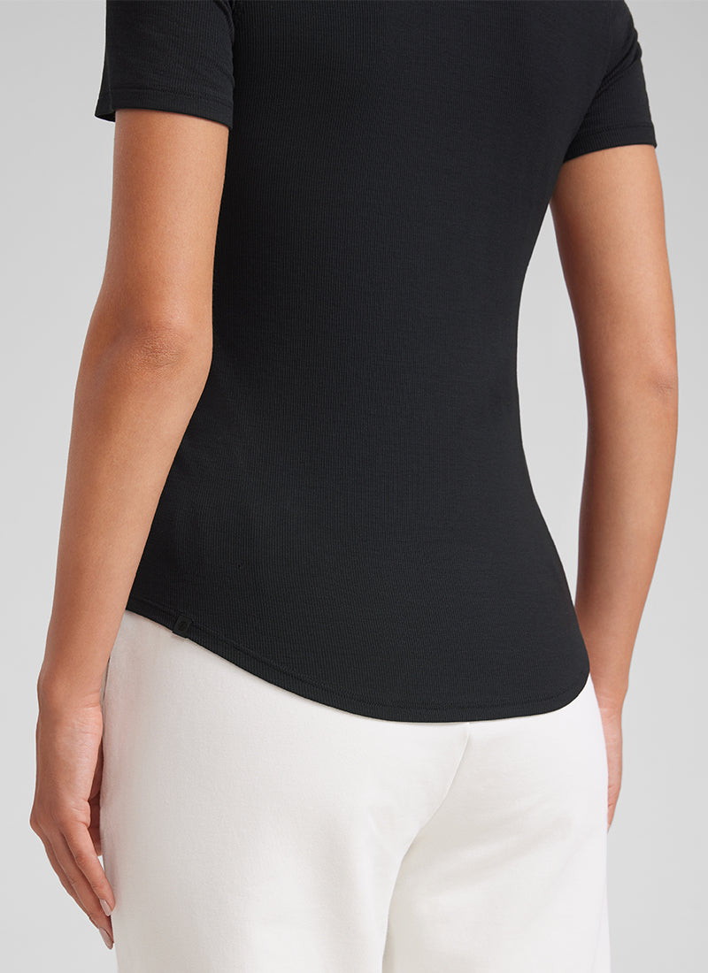 Modal Crew Neck Ribbed Short Sleeve