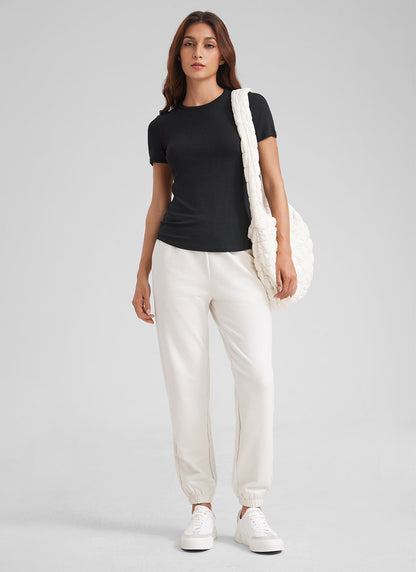 Modal Crew Neck Ribbed Short Sleeve