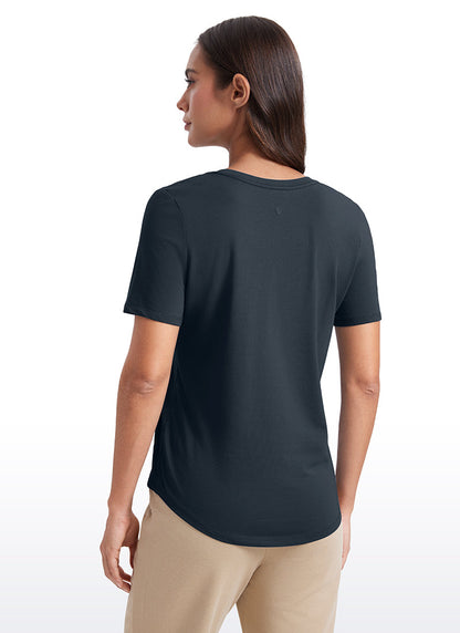 Pima Cotton Pro V Neck Short Sleeve