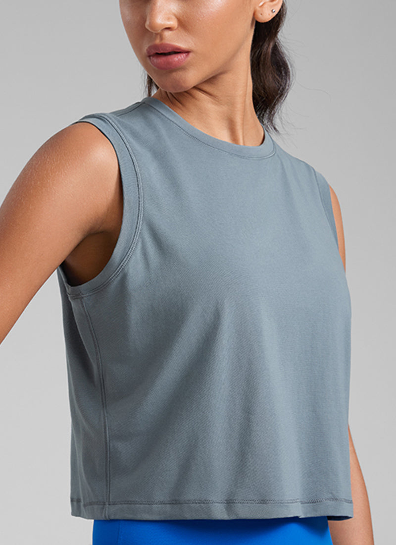 Poly Cotton-Blend Muscle Tank