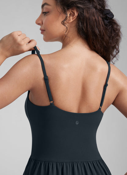 Square Neck Sleeveless Pocket Dress