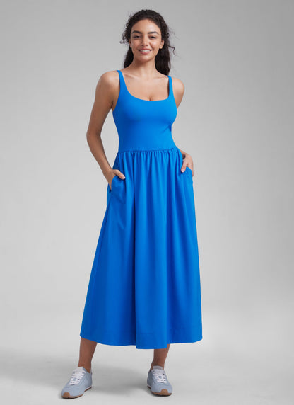 Square Neck Sleeveless Pocket Dress