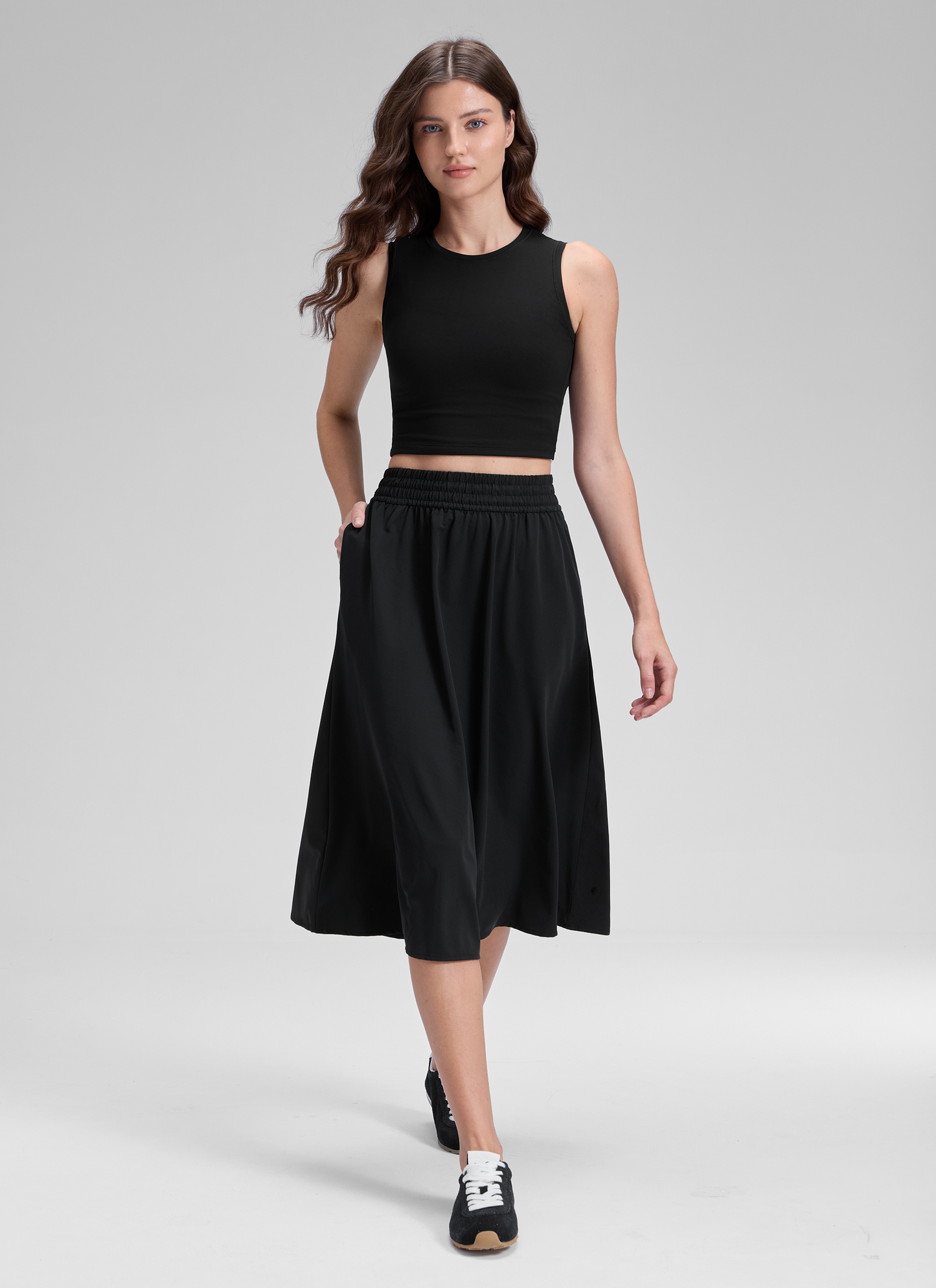 Feathery-Fit Stretchy Side Pocket Skirt