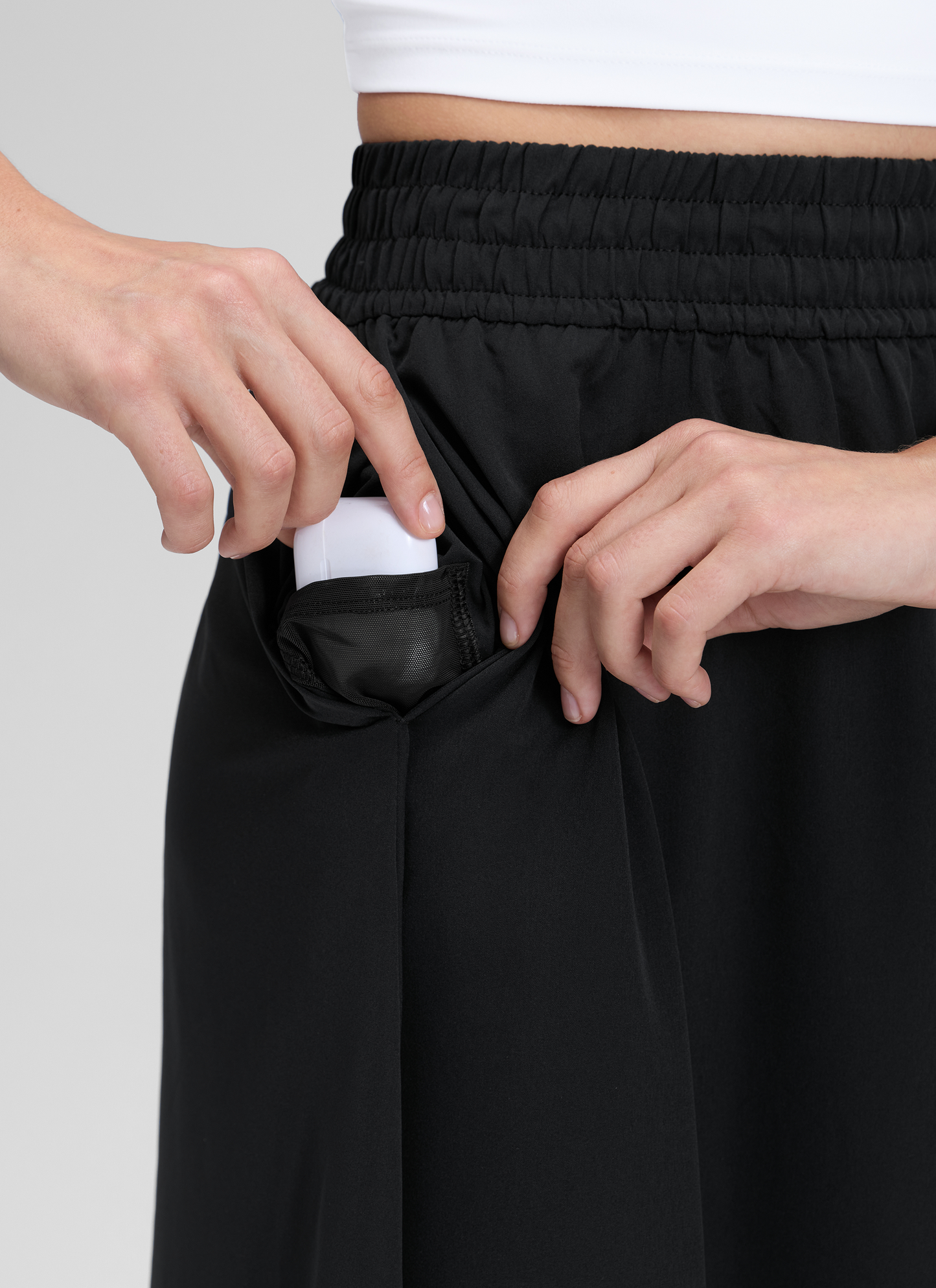 Feathery-Fit Stretchy Side Pocket Skirt