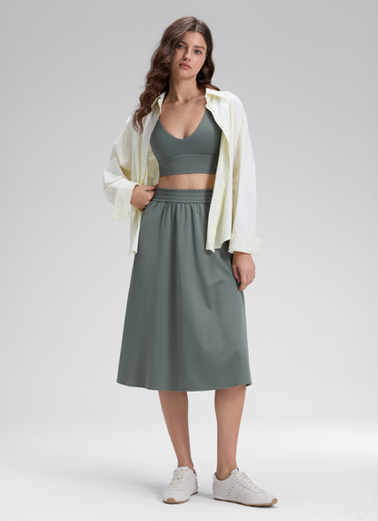 Feathery-Fit Stretchy Side Pocket Skirt