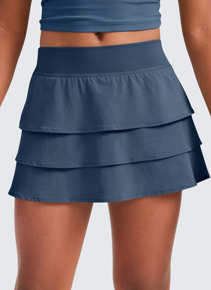 Feathery-Fit Soft Girls Athletic Ruffle Skirts with Shorts