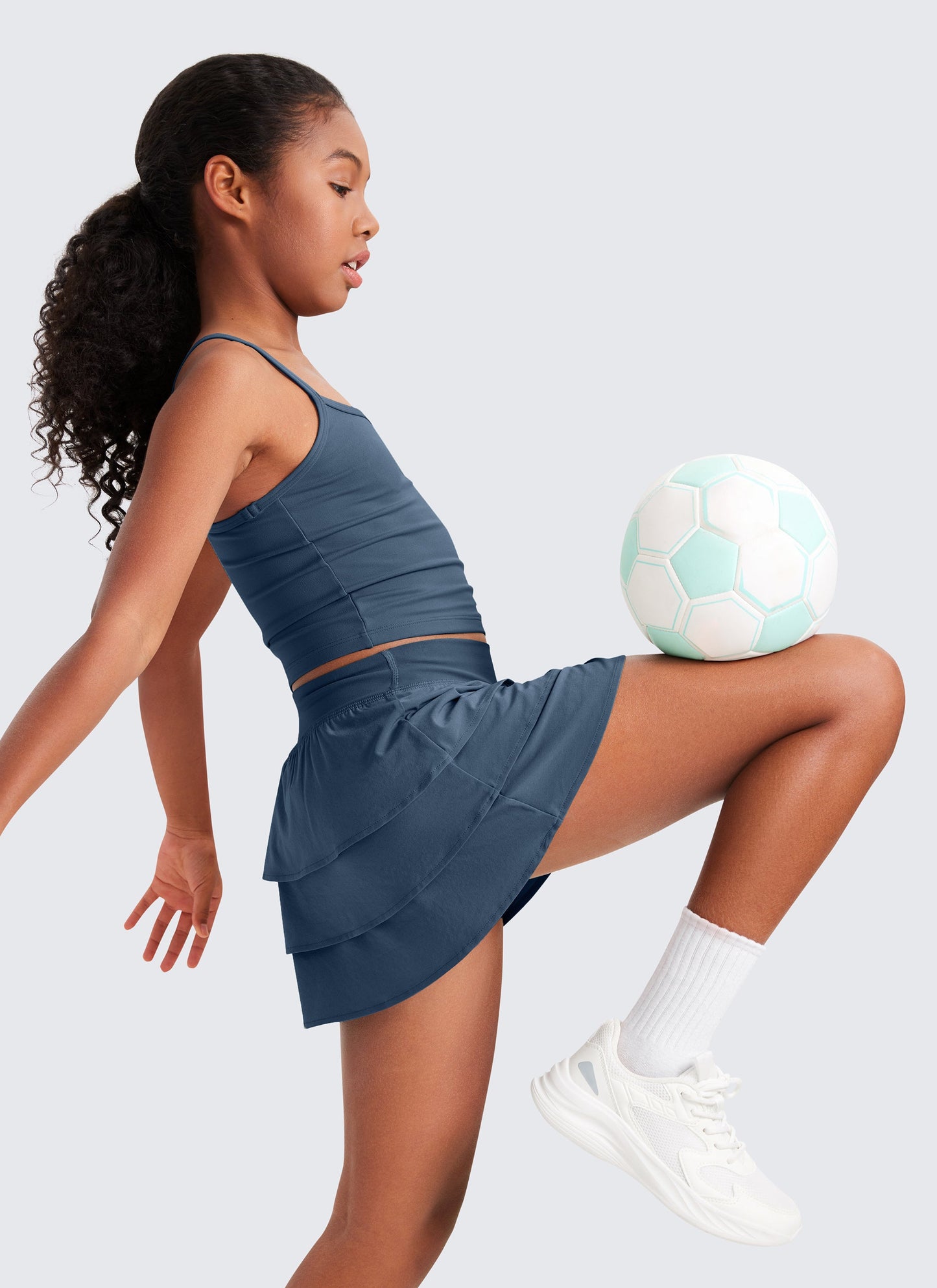 Feathery-Fit Soft Girls Athletic Ruffle Skirts with Shorts